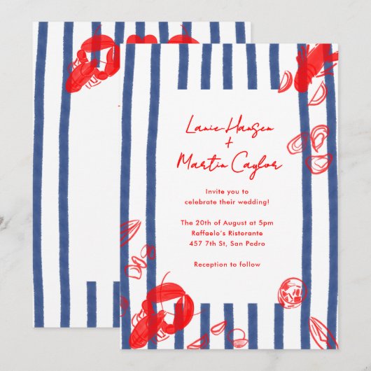 Maine Lobster Oysters Klopt Oostkust Huwelijk Kaart (Voorkant / Achterkant)