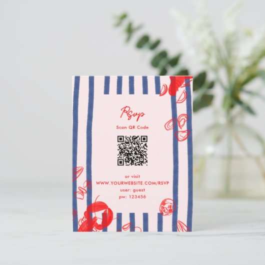 Maine Lobster Oysters Klopt Oostkust Huwelijk Kaart (Staand voorkant)