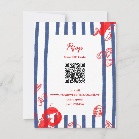 Maine Lobster Oysters Klopt Oostkust Huwelijk RSVP Kaartje (Voorkant)