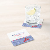 Maine Lobster Red Preppy Gingham Blue White Kartonnen Onderzetters (Insitu)