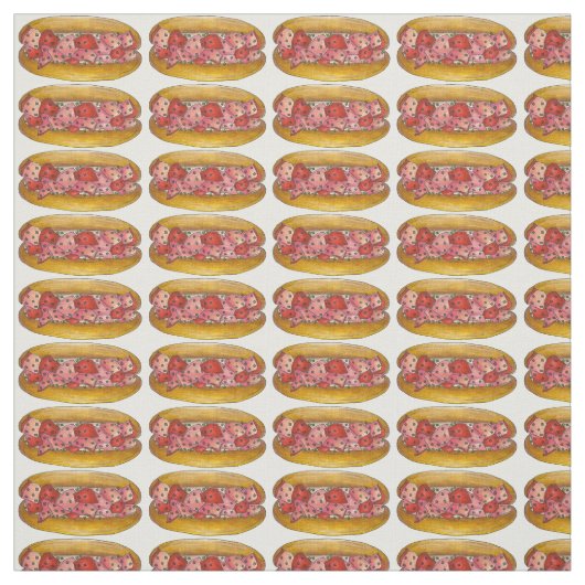 Maine Lobster Roll Rolls Sandwich Seafood Fabric Stof (Swatch)