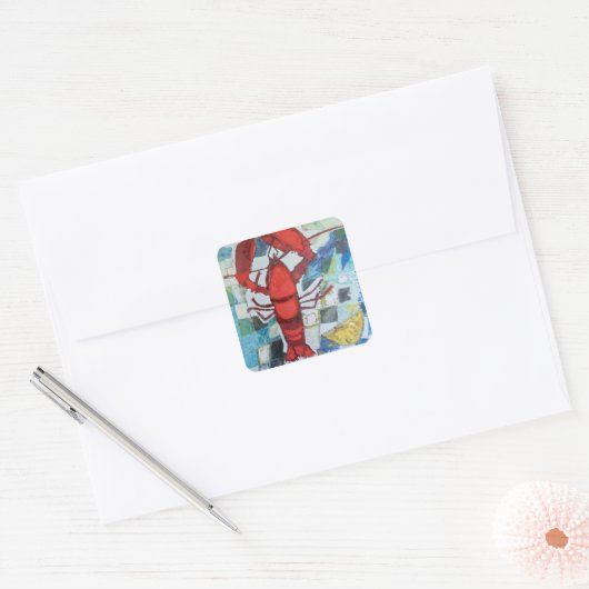 Maine Lobster Vierkante Sticker (Envelop)