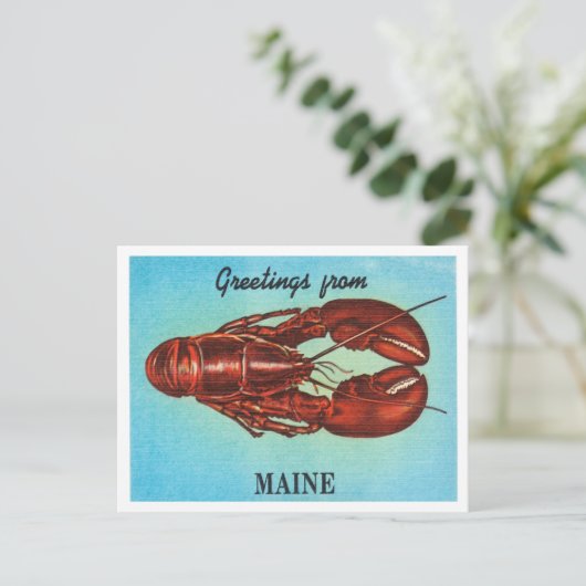 Maine, Lobster Vintage Travel Briefkaart (Staand voorkant)