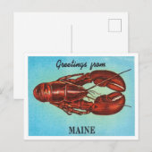 Maine, Lobster Vintage Travel Briefkaart (Voorkant / Achterkant)