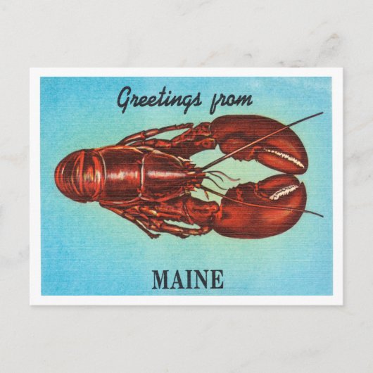 Maine, Lobster Vintage Travel Briefkaart (Voorkant)