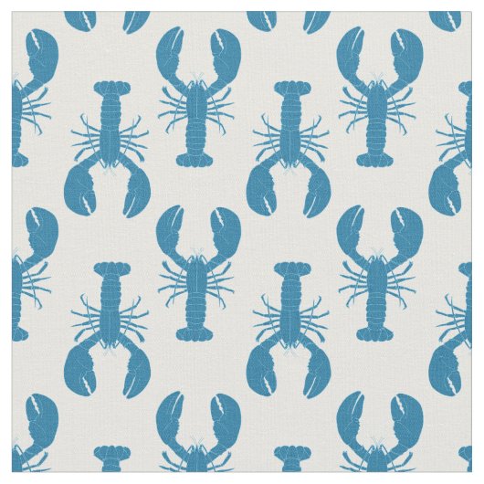 Maine Lobsters Coastal Pattern in Blue and White Stof (Close Up)