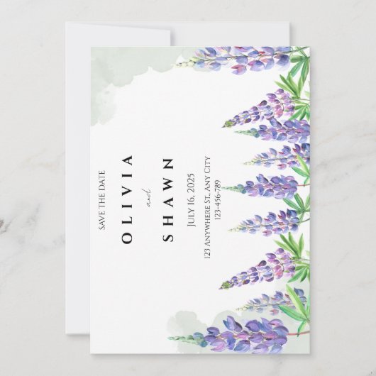 Maine lupin Wedding Save the Date Invitation (Voorkant)