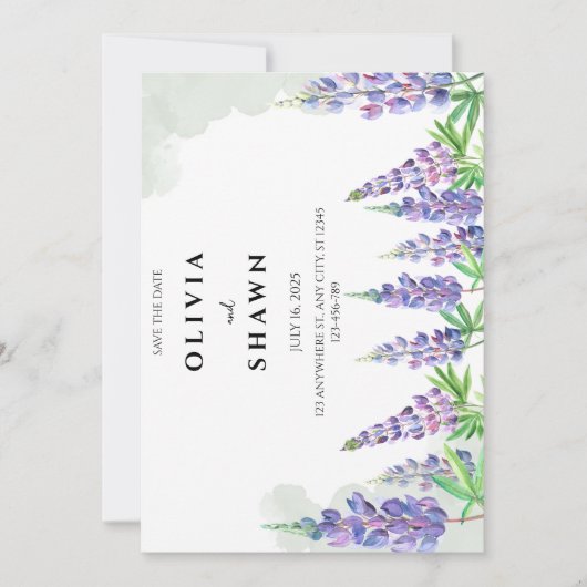 Maine lupin Wedding Save the Date Invitation (Voorkant)