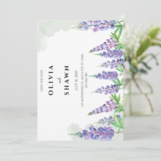 Maine lupin Wedding Save the Date Invitation (Staand voorkant)