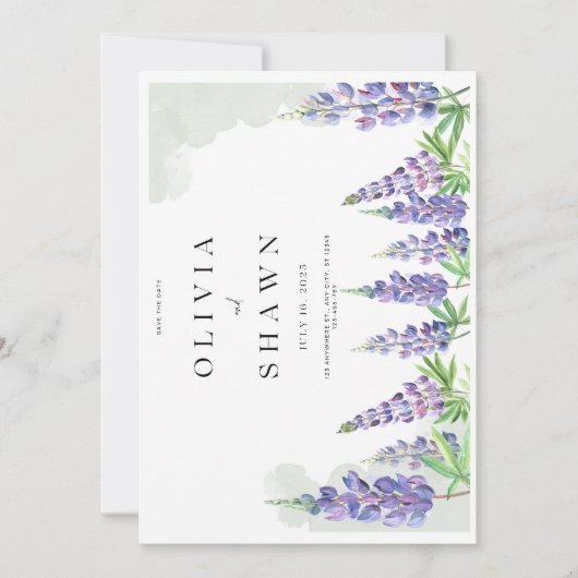 Maine lupin Wedding Save the Date Invitation (Voorkant)