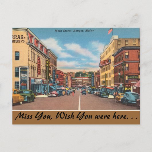 Maine, Main Street, Bangor Briefkaart (Voorkant)