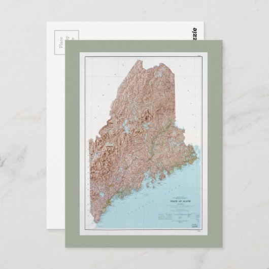 Maine Map (1977) Briefkaart (Voorkant / Achterkant)