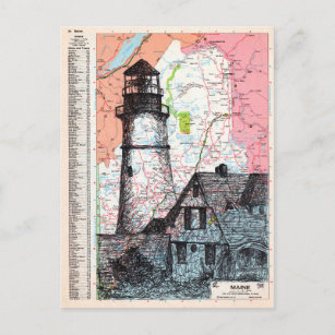 Maine Map Art Briefkaart