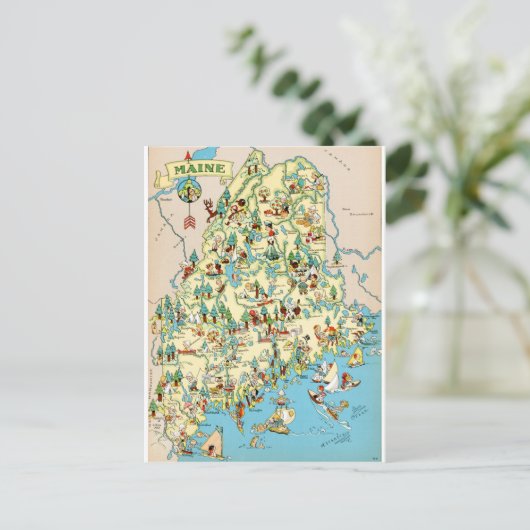 Maine  Map Briefkaart (Staand voorkant)