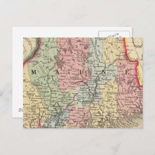 Maine Map door Mitchell Briefkaart (Voorkant / Achterkant)