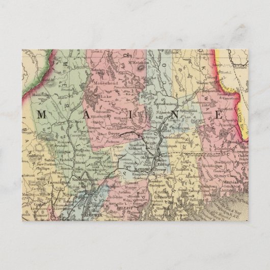 Maine Map door Mitchell Briefkaart (Voorkant)