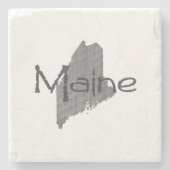Maine Map  grijs krijt en naam Stenen Onderzetter (Voorkant)