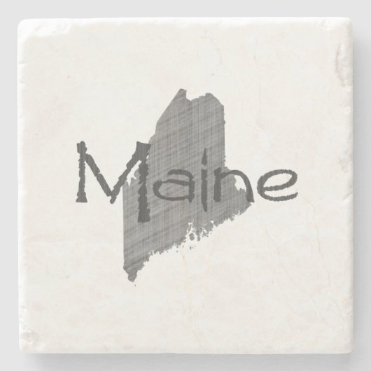 Maine Map  grijs krijt en naam Stenen Onderzetter (Voorkant)