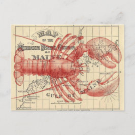  Maine Map met Lobster Briefkaart