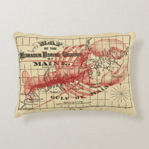 Maine Map met Red Lobster Pillow Accent Kussen