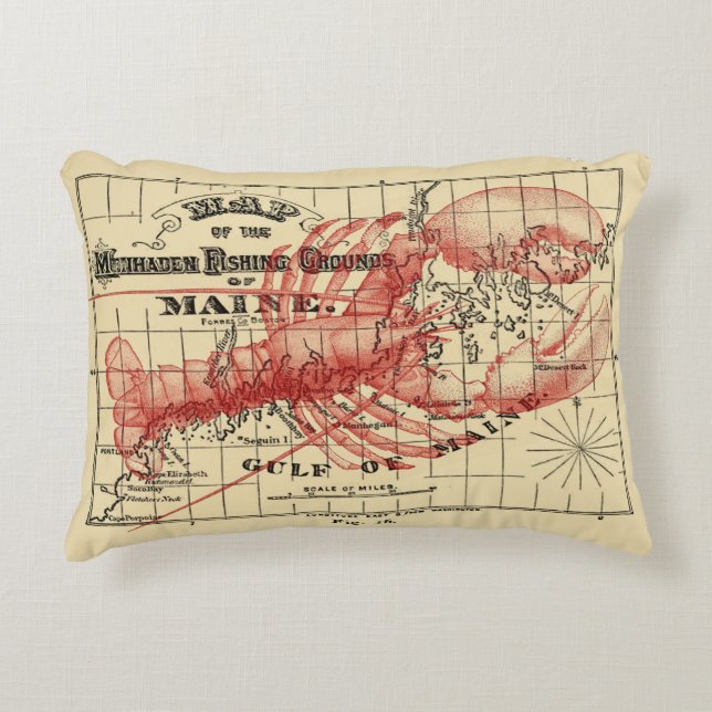  Maine Map met Red Lobster Pillow Accent Kussen (Voorkant)