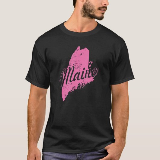 Maine Map Outline VS Amerika T-shirt (Voorkant)