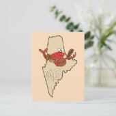 Maine ME Cartoon Map with Lobster Art Postcard Briefkaart (Staand voorkant)
