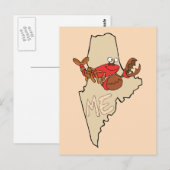 Maine ME Cartoon Map with Lobster Art Postcard Briefkaart (Voorkant / Achterkant)