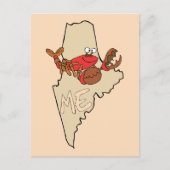 Maine ME Cartoon Map with Lobster Art Postcard Briefkaart (Voorkant)