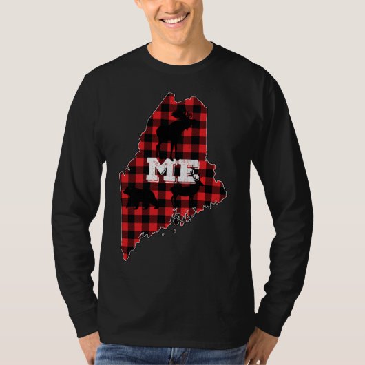 Maine ME State Red Pset Fill Moose Hunting Christu T-shirt (Voorkant)