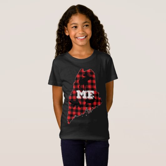 Maine ME State Red Pset Fill Moose Hunting Christu T-shirt (Voorkant volledig)