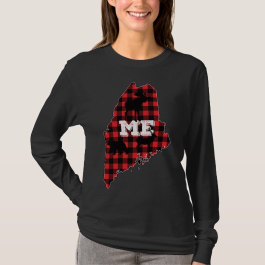 Maine ME State Red Pset Fill Moose Hunting Christu T-shirt (Voorkant)