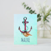 Maine met anker en Seashell Nautical Thema Briefkaart (Staand voorkant)