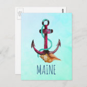 Maine met anker en Seashell Nautical Thema Briefkaart (Voorkant / Achterkant)
