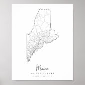 Maine Minimal Street Map Poster (Voorkant)