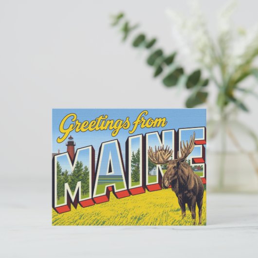 Maine Moose and Lighthouse Briefkaart (Staand voorkant)