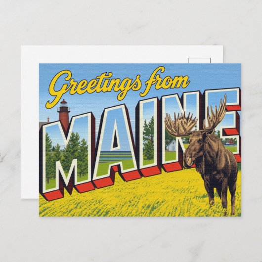 Maine Moose and Lighthouse Briefkaart (Voorkant / Achterkant)