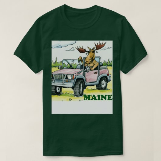 Maine Moose Driving aTShirt T-shirt (Design voorkant)