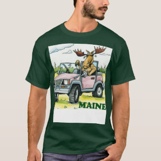Maine Moose Driving aTShirt T-shirt