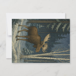 Maine Moose in de wintersneeuw Briefkaart