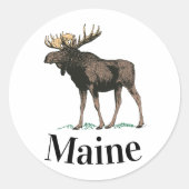 Maine Moose Ronde Sticker (Voorkant)