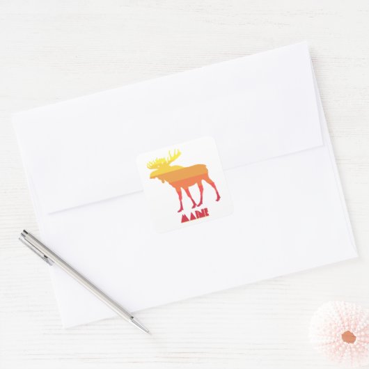 Maine Moose Vierkante Sticker (Envelop)