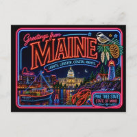 Maine Neon Staat Retro Vintage