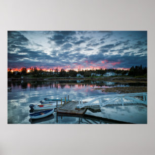 Maine, Newagen, haven bij zonsondergang 2 2 Poster