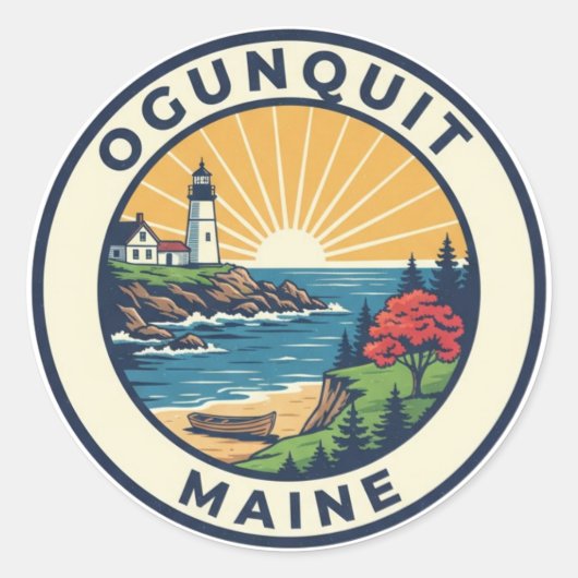 Maine Ogunquit Reizen Ronde Sticker (Voorkant)