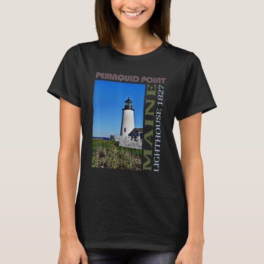 Maine-ontwerp van de vuurtoren van het Pemaquid-pu T-shirt (Voorkant)