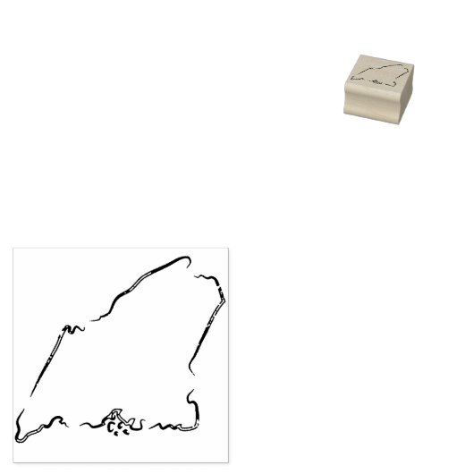 Maine Outline Rubber Stamp Rubberstempel (Gestempeld)