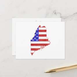 Maine Patriotic State Shaped American Flag Briefkaart