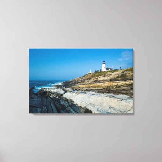 Maine, Pemaquid Point, Pemaquid Point Lighthouse Canvas Afdruk (Voorkant)