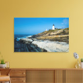 Maine, Pemaquid Point, Pemaquid Point Lighthouse Canvas Afdruk (Insitu (Woonkamer))